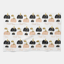 Stilvolle Kürbis in Schwarz, Weiß und Gold Geschirrtuch