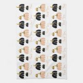 Stilvolle Kürbis in Schwarz, Weiß und Gold Geschirrtuch (Vertikal)