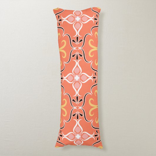 Stilvolle Lachs Pfirsich Pink Abstract Design Seitenschläferkissen (Vorderseite Vertikal)