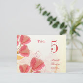 Stilvolle Lachs Rosa Tulpen Hochzeit Tischnummer (Stehend Vorderseite)