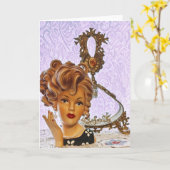 Stilvolle Lady Head Vase Spiral Curls Blumenkleid Karte (Gelbe Blume)