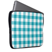 Stilvolle Laptop Sleeve, Aquamariner Karo Gingham Laptopschutzhülle (Vorne Rechts)
