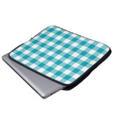 Stilvolle Laptop Sleeve, Aquamariner Karo Gingham  Laptopschutzhülle (Vorne Knopf)