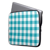 Stilvolle Laptop Sleeve, Aquamariner Karo Gingham Laptopschutzhülle (Vorderseite Links)
