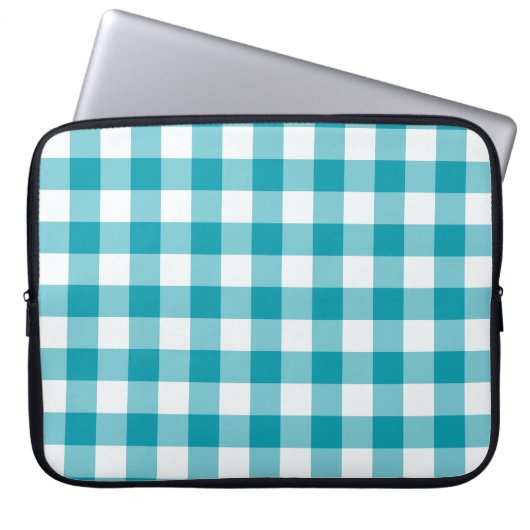 Stilvolle Laptop Sleeve, Aquamariner Karo Gingham  Laptopschutzhülle (Vorderseite)