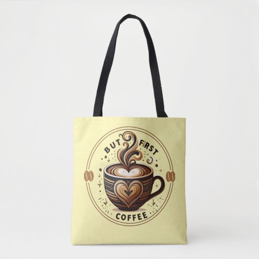 Stilvolle Latte Art Tote Tasche für Kaffeeliebhabe (Vorderseite)