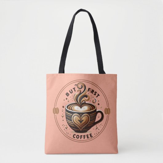 Stilvolle Latte Art Tote Tasche für Kaffeeliebhabe (Vorderseite)