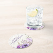 Stilvolle Lavender Watercolor Floral Bouquet Weddi Runder Pappuntersetzer (Vor Ort)
