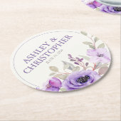 Stilvolle Lavender Watercolor Floral Bouquet Weddi Runder Pappuntersetzer (Angewinkelt)