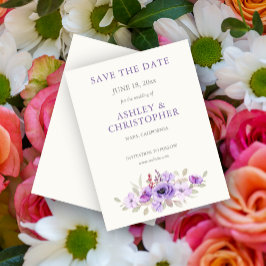 Stilvolle Lavender Watercolor Floral Bouquet Weddi Save The Date
