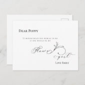 Stilvolle Leaf Black Script Blumenanfrage Postkarte (Vorne/Hinten)