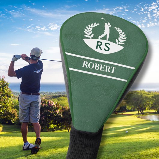 Stilvolle Ledertextur Personalisiert Monogram Name Golf Headcover