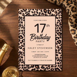 Stilvolle Leopard Animal Print Trendy 17. Geburtst Einladung