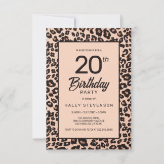 Stilvolle Leopard Animal Print Trendy 20. Geburtst Einladung