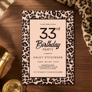 Stilvolle Leopard Animal Print Trendy 33. Geburtst Einladung