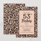 Stilvolle Leopard Animal Print Trendy 53. Geburtst Einladung (Vorne/Hinten)