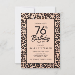 Stilvolle Leopard Animal Print Trendy 76. Geburtst Einladung