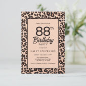 Stilvolle Leopard Animal Print Trendy 88. Geburtst Einladung (Stehend Vorderseite)