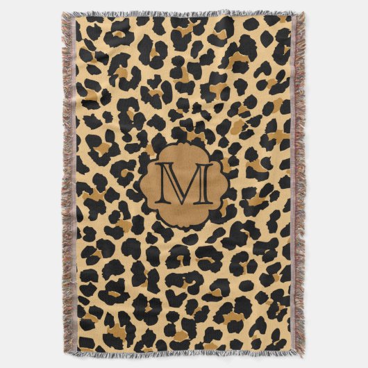 Stilvolle Leopard-Druck-Monogramm-Wurfs-Decke Decke (Vorderseite Vertikal)