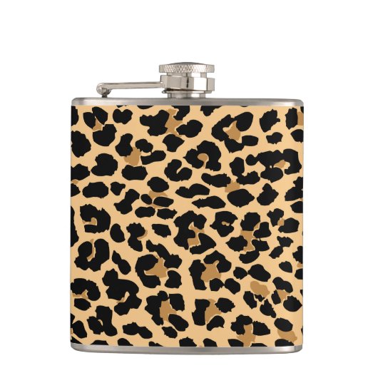 Stilvolle Leopard-Druck-Muster-Flasche Flachmann (Vorderseite)