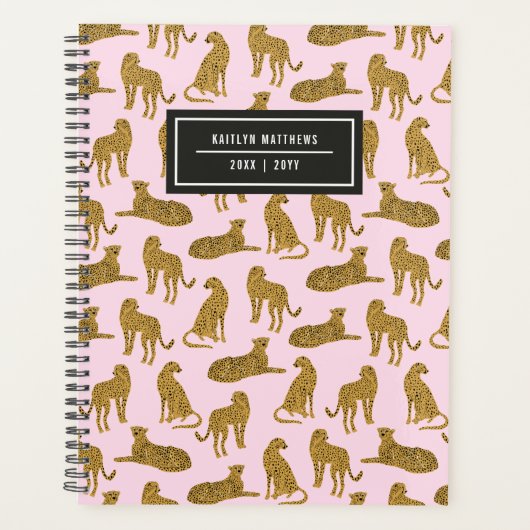 Stilvolle Leopard-Musterbezeichnung | Pink Planner Planer (Vorderseite)