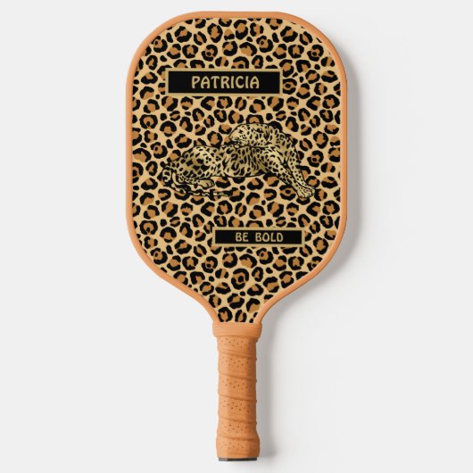 Stilvolle Leopard-Name Personalize-Meldung Pickleball Schläger (Vorderseite)