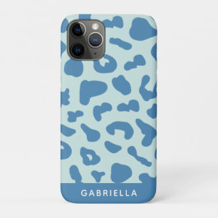 Stilvolle Leopard Print Animal Muster Blue Name Case-Mate iPhone Hülle