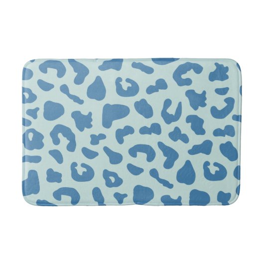 Stilvolle Leopard Print Animal Muster in Blue Badematte (Vorderseite)