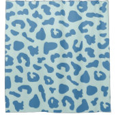 Stilvolle Leopard Print Animal Muster in Blue Duschvorhang (Vorderseite)