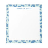 Stilvolle Leopard Print Animal Muster in Blue Notizblock (Vorderseite)