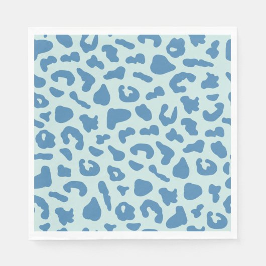 Stilvolle Leopard Print Animal Muster in Blue Serviette (Vorderseite)