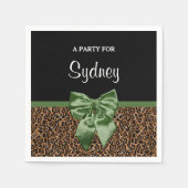Stilvolle Leopard Print Elegant Green Bow Party Na Serviette (Vorderseite)