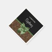 Stilvolle Leopard Print Elegant Green Bow Party Na Serviette (Ecke)