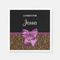 Stilvolle Leopard Print Elegant Lila Bow and Name