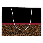 Stilvolle Leopard Print Elegant Red Bow und Name Große Geschenktüte (Rückseite)