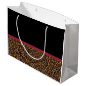 Stilvolle Leopard Print Elegant Red Bow und Name Große Geschenktüte (Rückseite Schrägansicht)