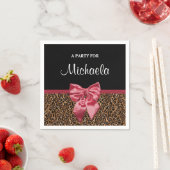 Stilvolle Leopard Print Elegant Red Bow und Name Serviette (Beispiel)