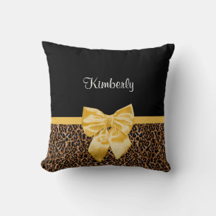 Stilvolle Leopard Print Elegant Yellow Bow und Nam Kissen