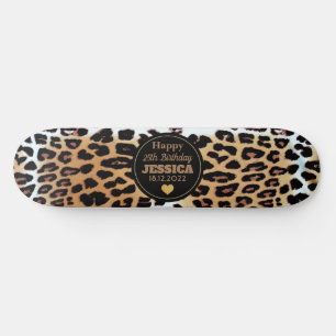 Stilvolle Leopard Print Happy 25. Geburtstag Custo Skateboard