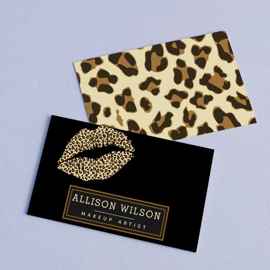 Stilvolle Leopard Print Kiss Visitenkarte