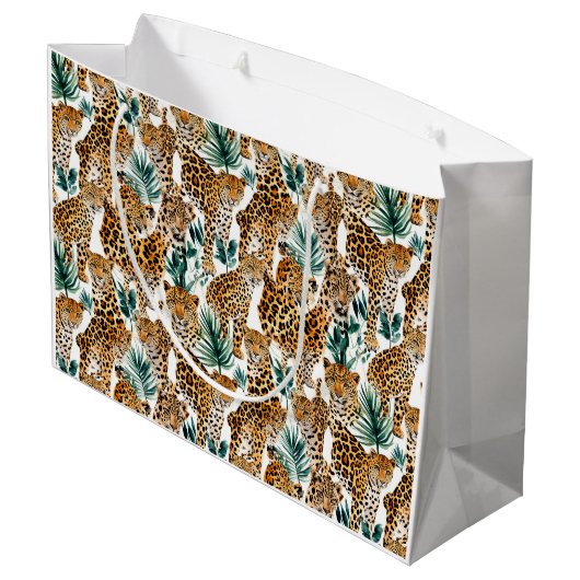Stilvolle Leopard Print Large Gift Bag Große Geschenktüte (Rückseite Schrägansicht)