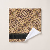 Stilvolle Leopard Print Monogram Name Badhandtuch Set (Waschlappen)