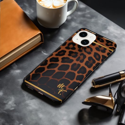 Stilvolle Leopard Print Primal Instinkt Mit Monogr iPhone Hülle