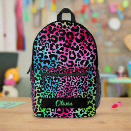 Stilvolle Leopard Texture Neon Feminine Bedruckter Rucksack