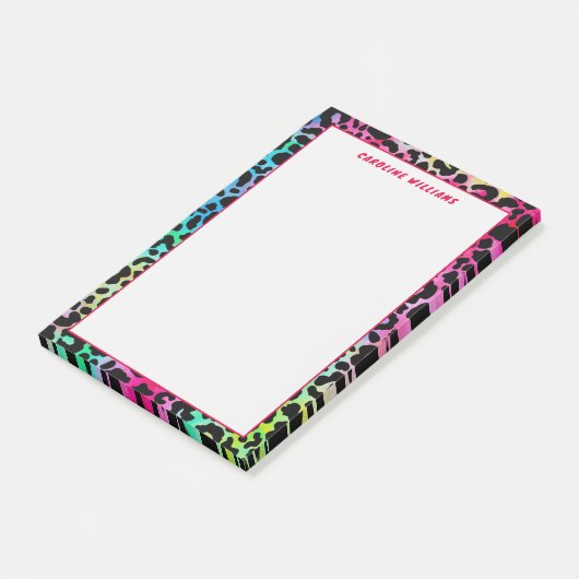 Stilvolle Leopard Texture Neon Feminine Post-it Klebezettel (angewinkelt)