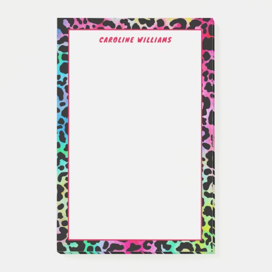 Stilvolle Leopard Texture Neon Feminine Post-it Klebezettel (Vorderseite)