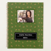 Stilvolle Leopard Tiermuster Name, Grüne Planerin Planer (Vorderseite)