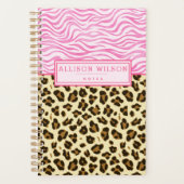 Stilvolle Leopard und rosa Zebra Print Planer (Vorderseite)