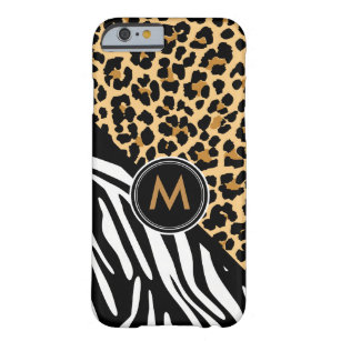 Stilvolle Leopard Zebra Print Monogram iPhone Case