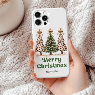 Stilvolle Leoparden-Druck-Weihnachtsbäume personal Case-Mate iPhone Hülle
